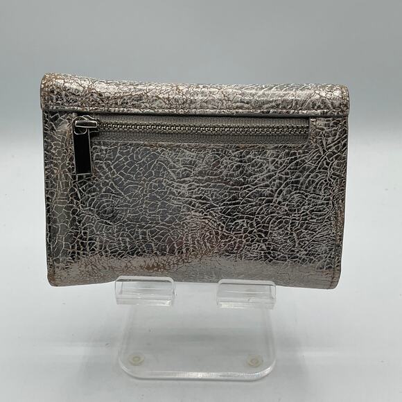 Velez Women's Tri-Fold Leather Wallet, Cracked Silver - Picture 3 of 11